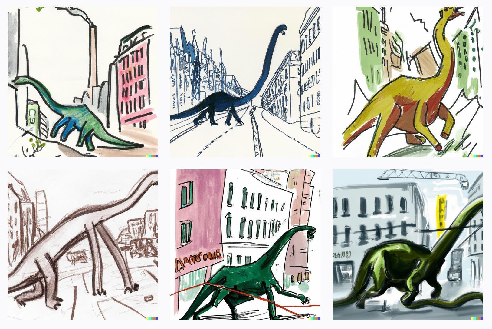 A 5-minute life drawing of an absolutely enormous brontosaurus rampaging through Kreuzberg.